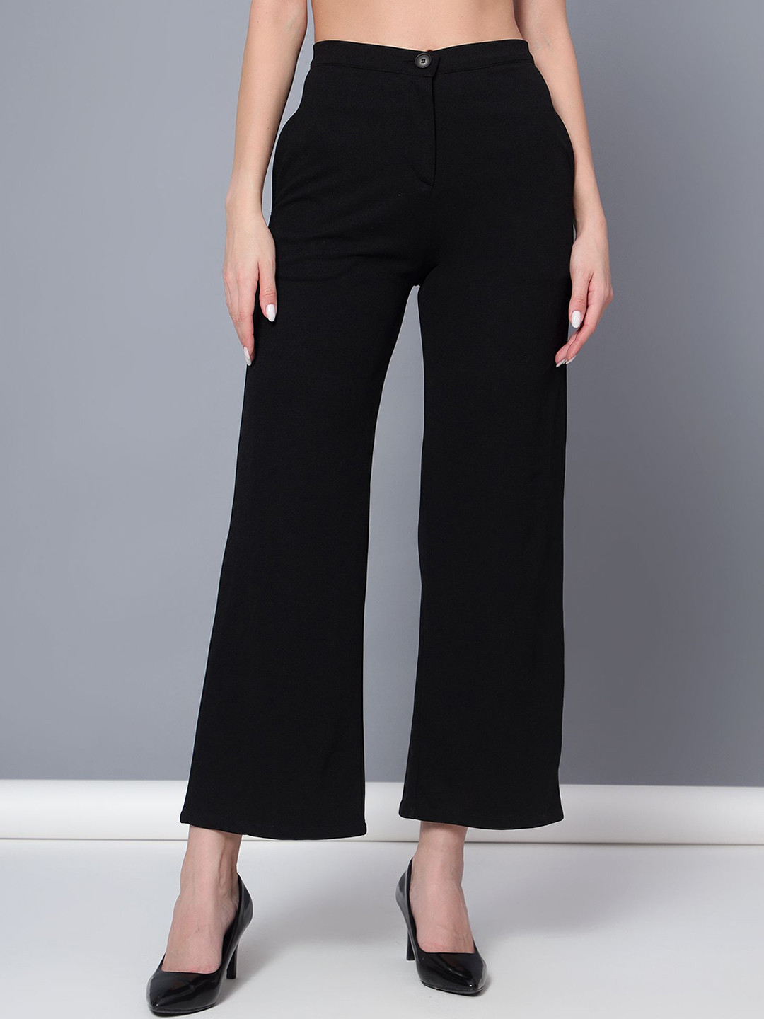 Golden Kite Women Tailored High-Rise Wrinkle Free Pleated Parallel Trousers