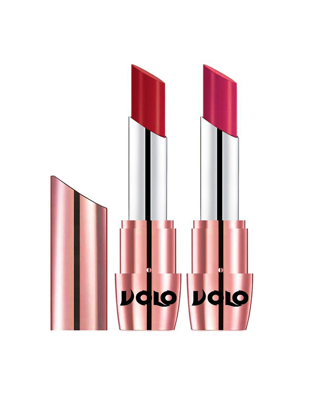 VOLO Set Of 2 Creme Matte Lipstick 3.5g Each -Tomato Red 640- Passion Pink 644