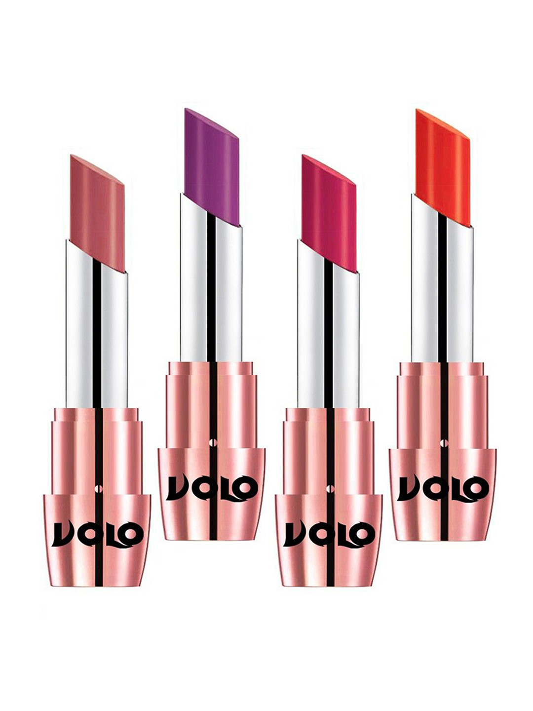 VOLO Set Of 4 Creme Matte Lipstick 3.5g Each - Coral-Purple-Light Peach-Passion Pink