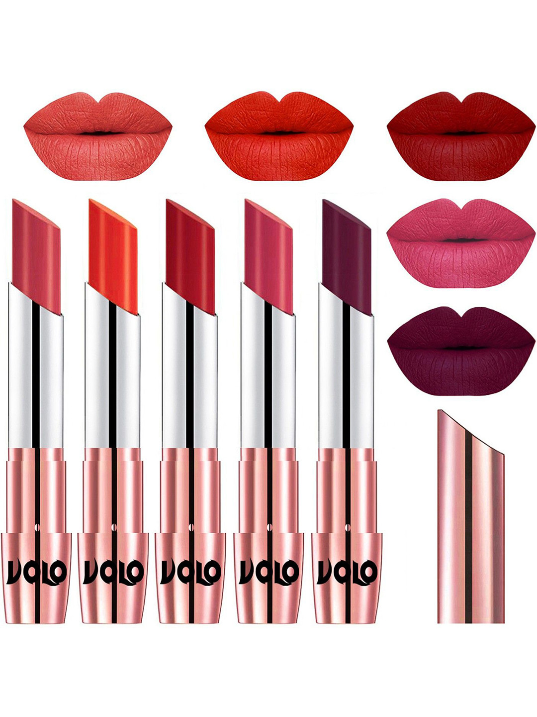 VOLO Set Of 5 Creme Matte Lipstick - 3.5 g Each - 33-39-40-41-47