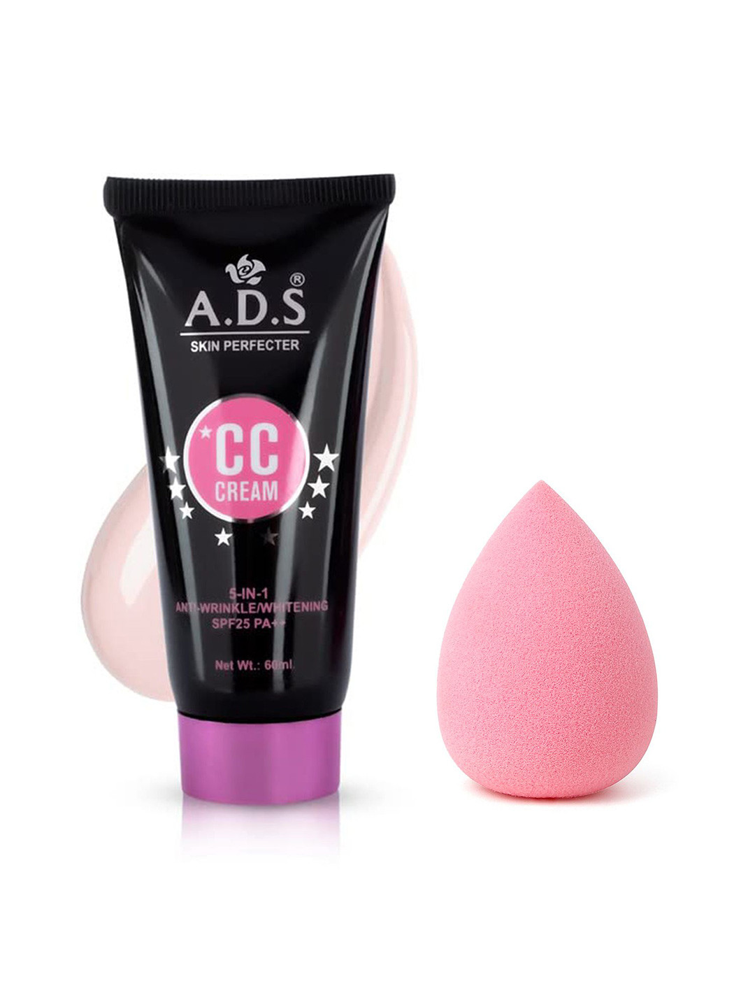 A.D.S Natural Beauty Glow CC Cream & Sponge Beauty Blender Puff, 60gm Shade-03