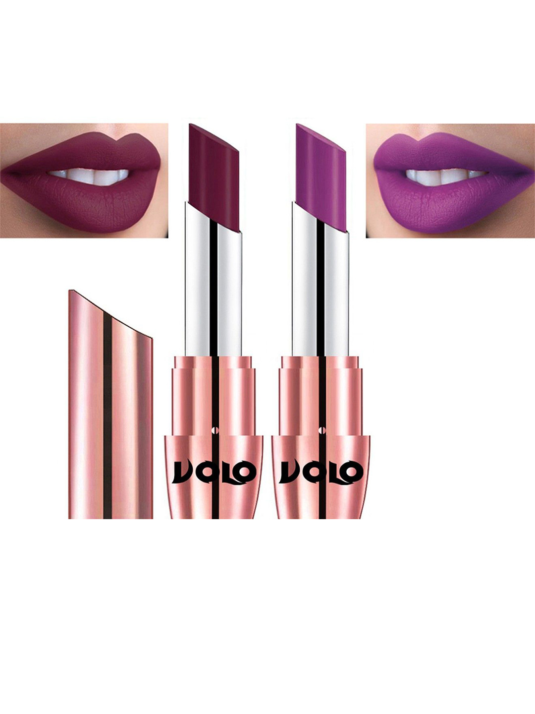 VOLO Set Of 2 Creme Matte Lipstick-3.5 g Each-647-Purple 648-Wine