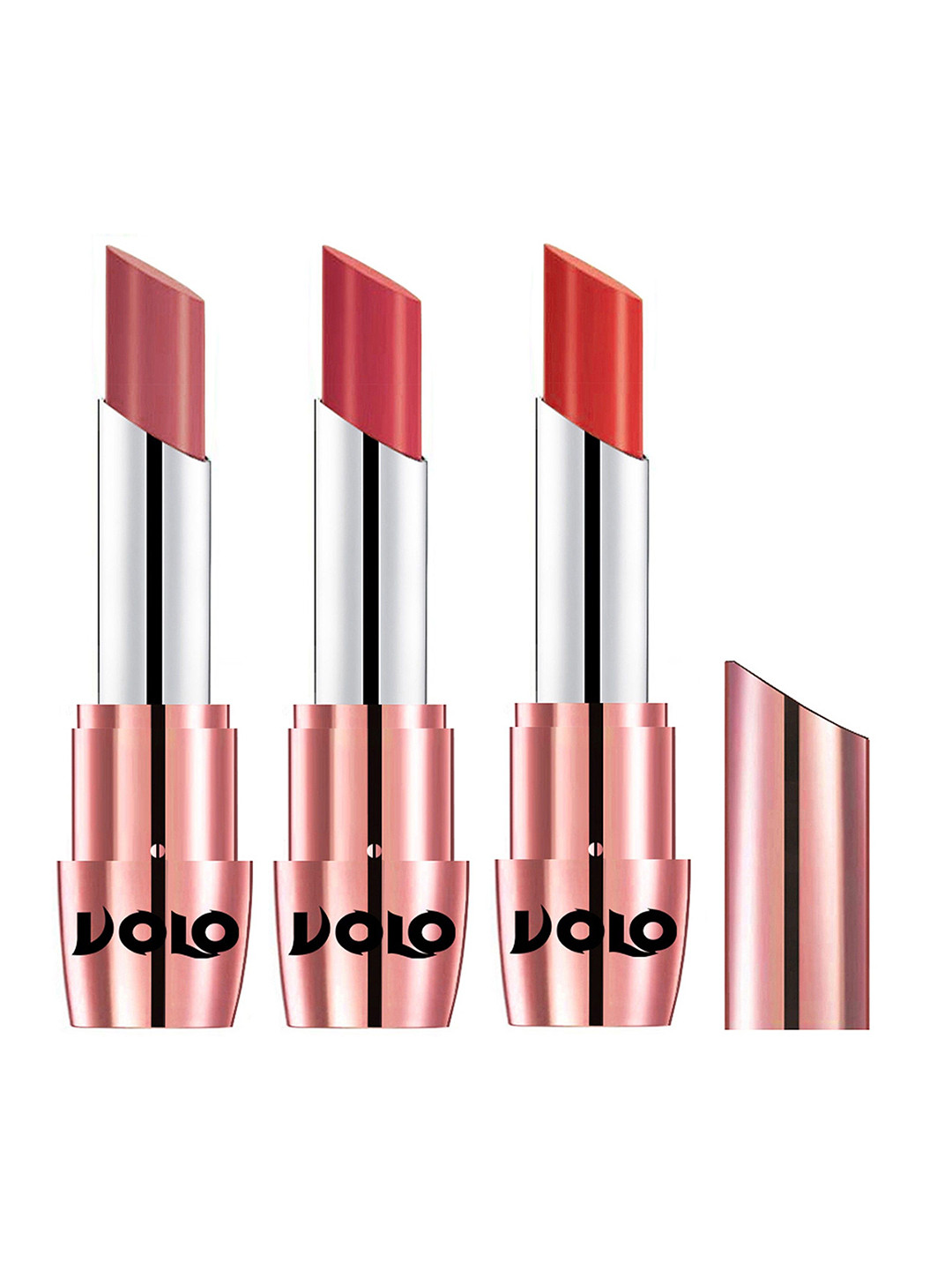 VOLO Set Of 3 Creme Matte Lipstick 3.5g Each - Peach 632-Light Peach 633-Orange 649