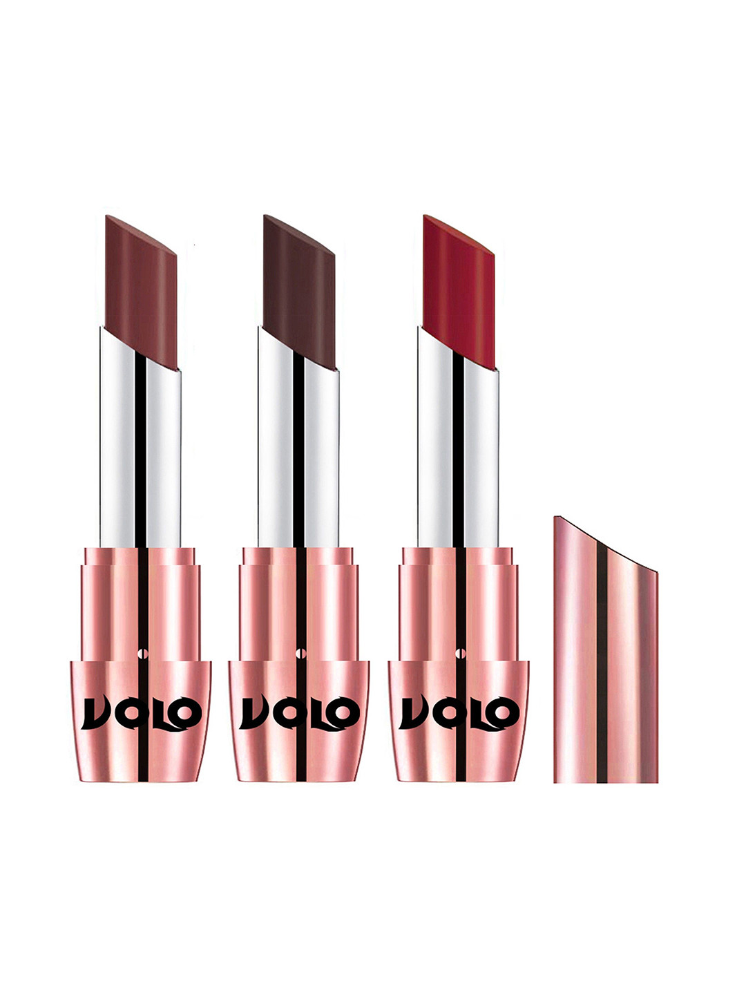 VOLO Set Of 3 Creme Matte Lipstick Coffee 634 Chocolate 635  Rose Pink 643 - 3.5g Each