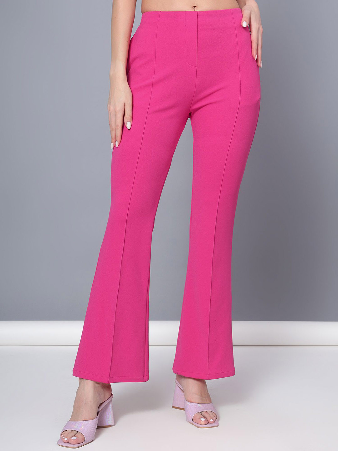 Golden Kite Women Smart High-Rise Wrinkle Free Pleated Wide Leg Trousers