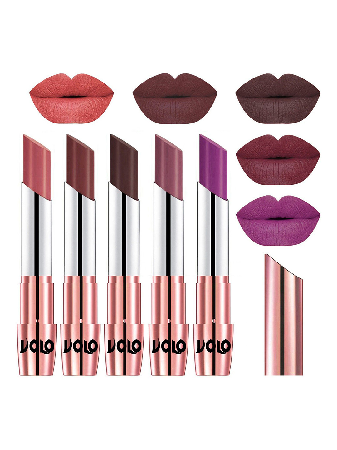VOLO Set Of 5 Creme Matte Lipstick - 3.5 g Each - 32-34-35-36-48