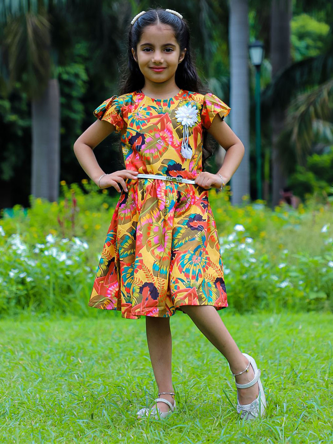 Stuffie Land Floral Print Fit & Flare Dress