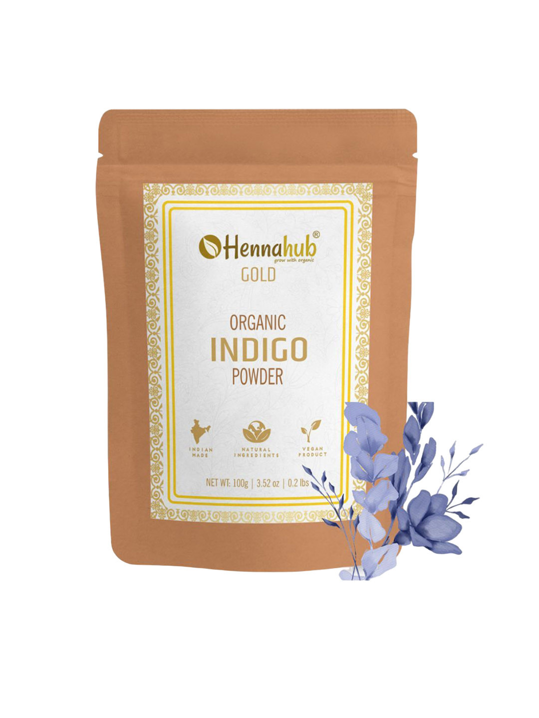 HENNAHUB Indigo Powder For Deep Natural Hair Dyeing-100g
