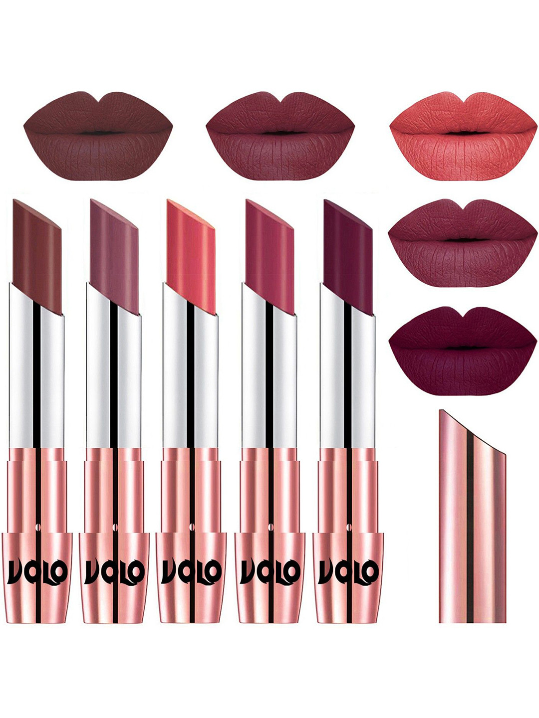 VOLO Set Of 5 Creme Matte Lipstick - 3.5 g Each - 34-36-37-38-47