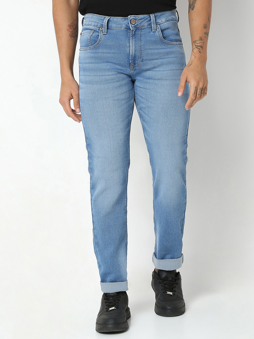 SPYKAR Men Ricardo Fit, Mid Rise Straight Fit Pure Cotton Jeans