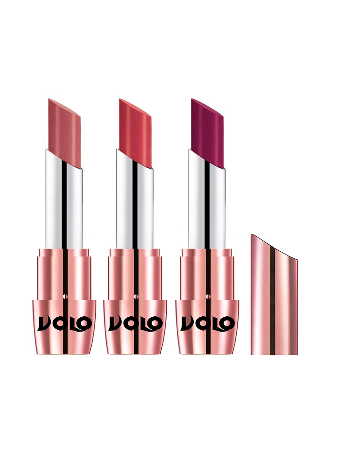 VOLO Set Of 3 Creme Matte Lipstick- 3.5g- Magenta-Peach- Light Peach-632-633-645