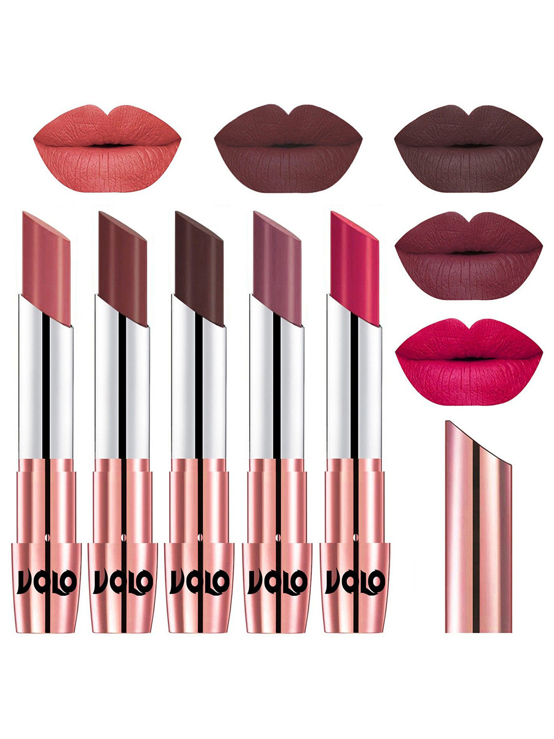 VOLO Set Of 5 Creme Matte Lipstick-3.5 g Each-32-34-35-36-44