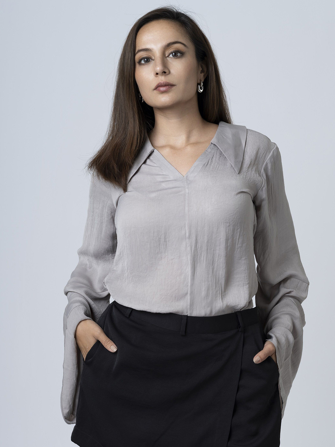 BOONS n PERKKS Women Solid Shirt Collar Top