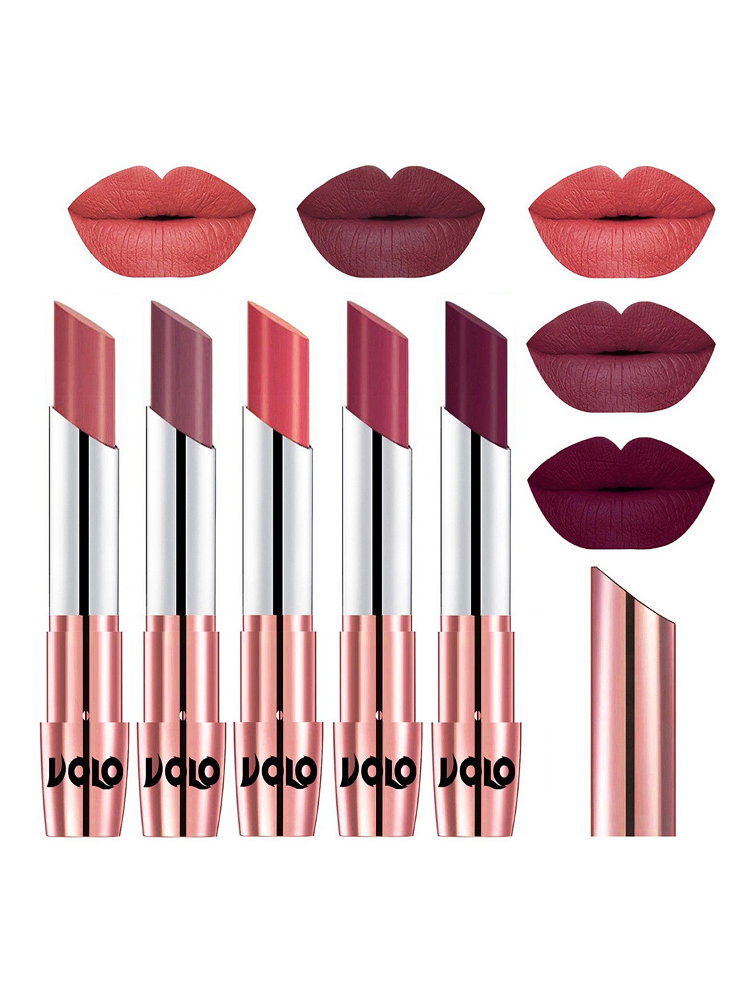 VOLO Set Of 5 Creme Matte Lipstick - 3.5 g Each - 32-36-37-38-47