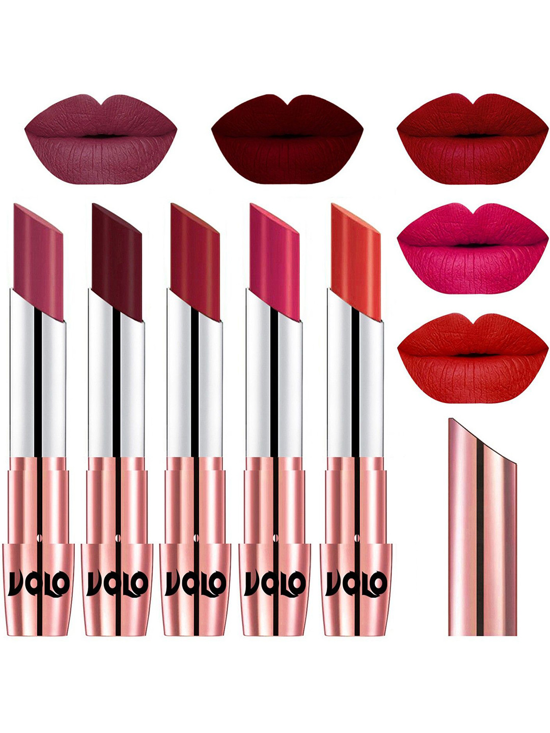 VOLO Set Of 5 Creme Matte Lipstick - 3.5 g Each - 38-42-43-44-49