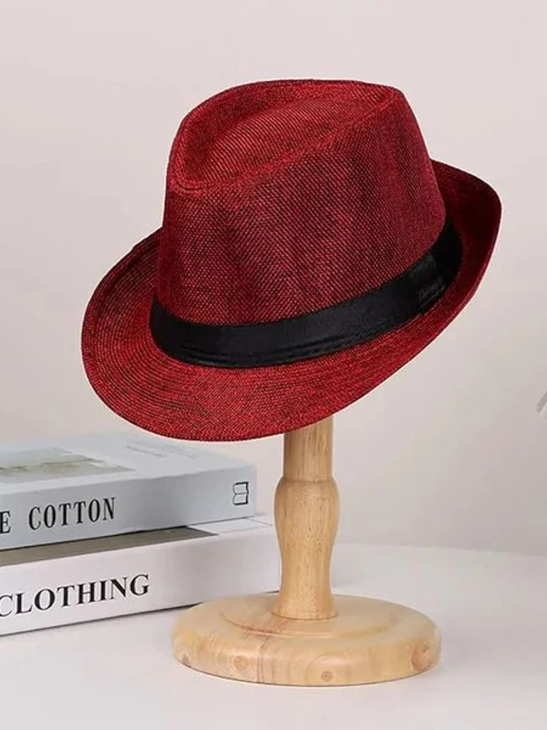Infispace Men Red Solid Fedora Hat