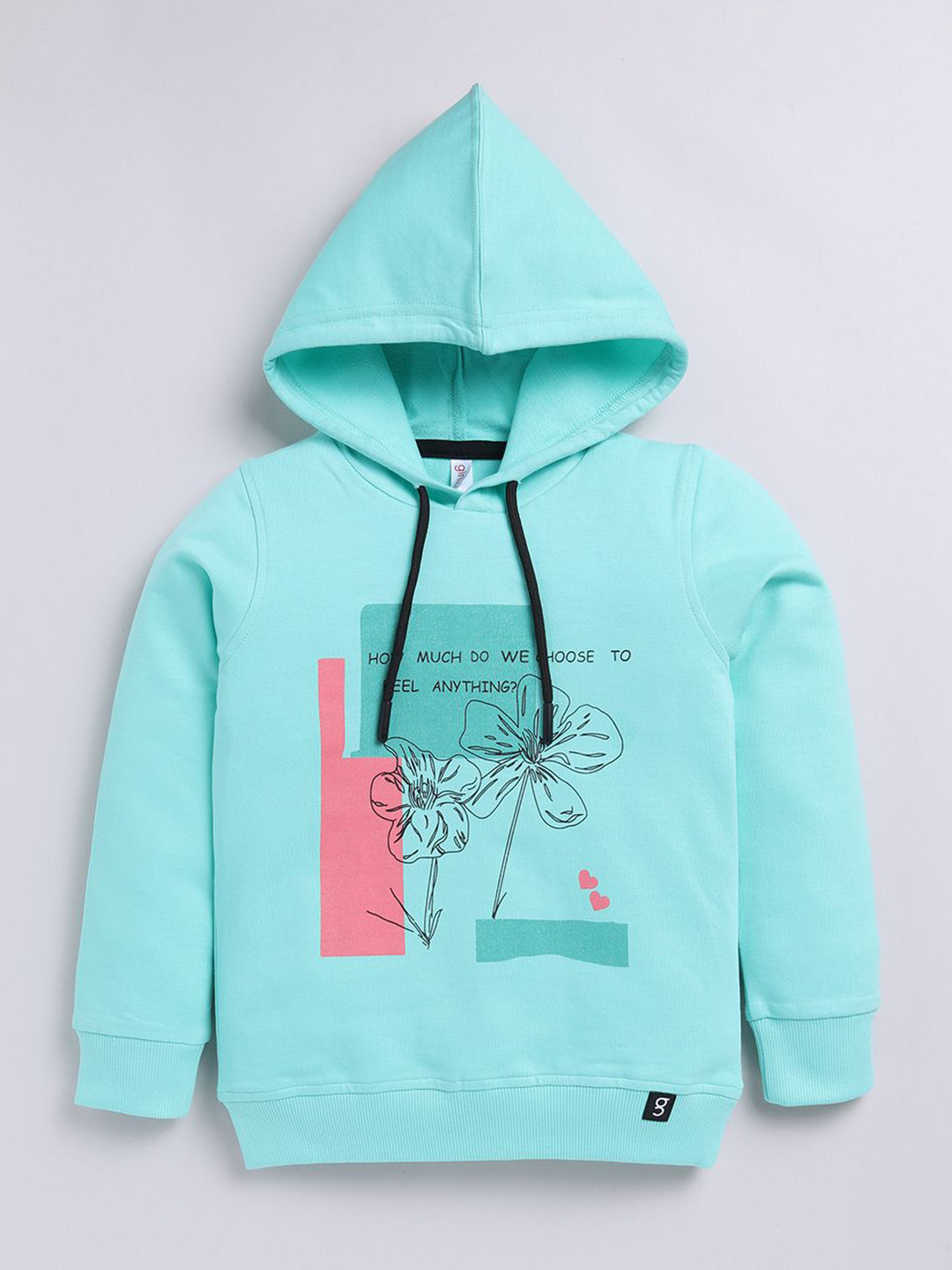 Ginie Girls Floral Printed Hooded Cotton Sweatshirt
