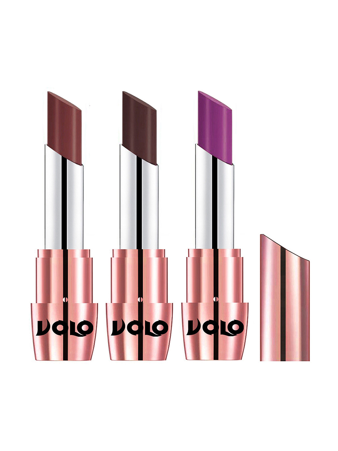 VOLO Set Of 3 Creme Matte Lipstick 3.5g Each - Purple 634-Coffee 635- Chocolate 648