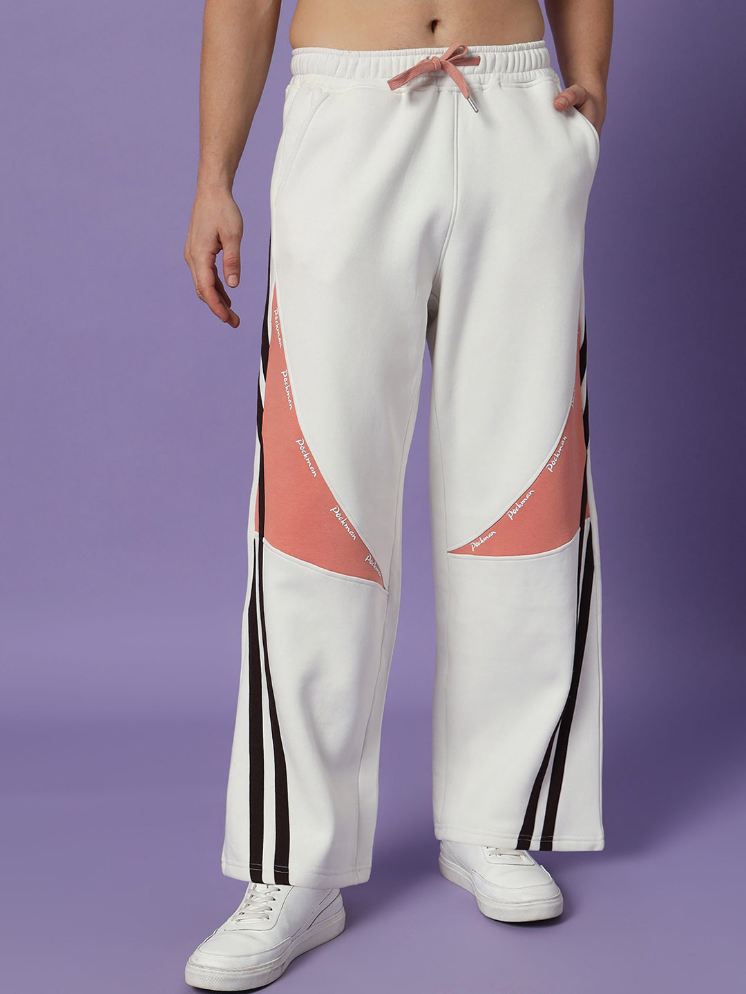 PockMAN Men Colorblocked Pure Cotton Relaxed-Fit Track Pants