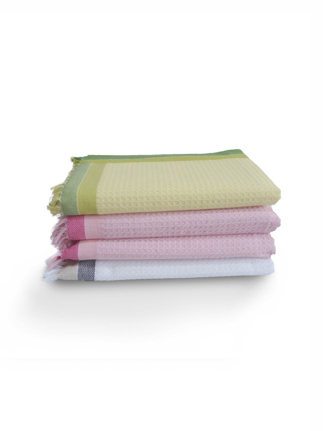 Aura Yellow & Pink 4 Pieces Cotton 210 GSM Bath Towel