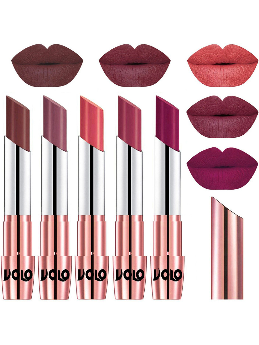 VOLO Set Of 5 Creme Matte Lipstick - 3.5g Each - 34-36-37-38-45