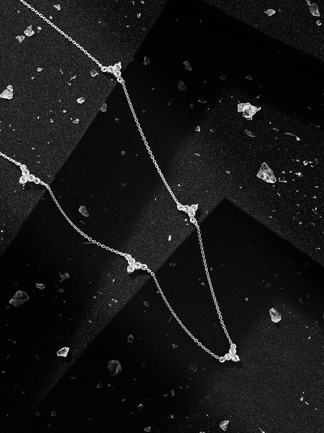 Accessorize 925 Sterling Silver Ubic Zirconia Trio Station Necklace