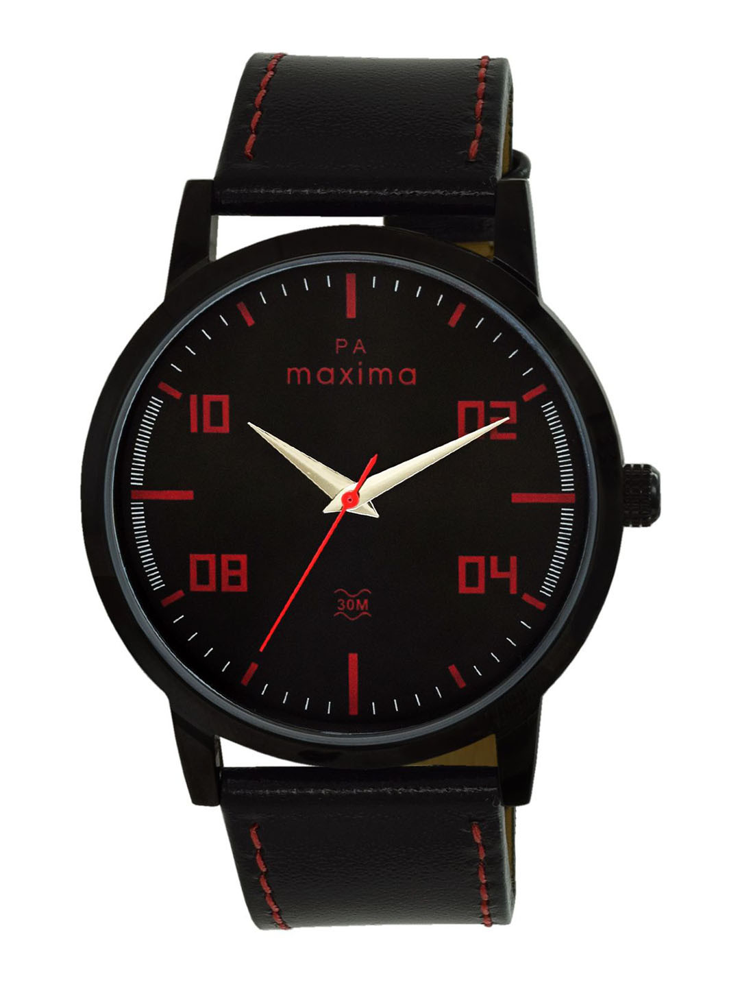 maxima Men Printed Dial & Leather Straps Analogue Watch 66351LMGB