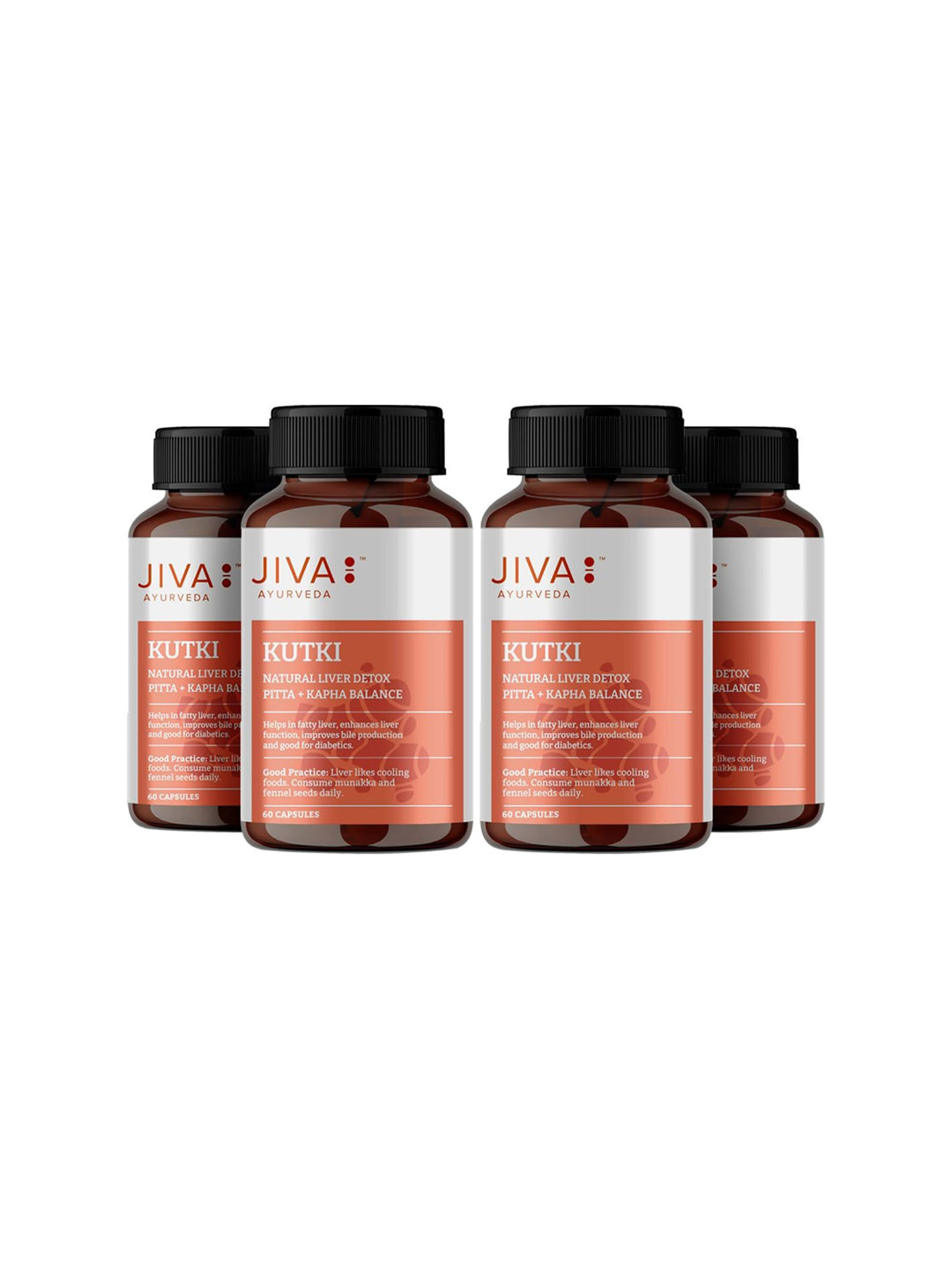Jiva Set Of 4 Kutki Capsules For Liver Support & Detox 60 Capsules Each