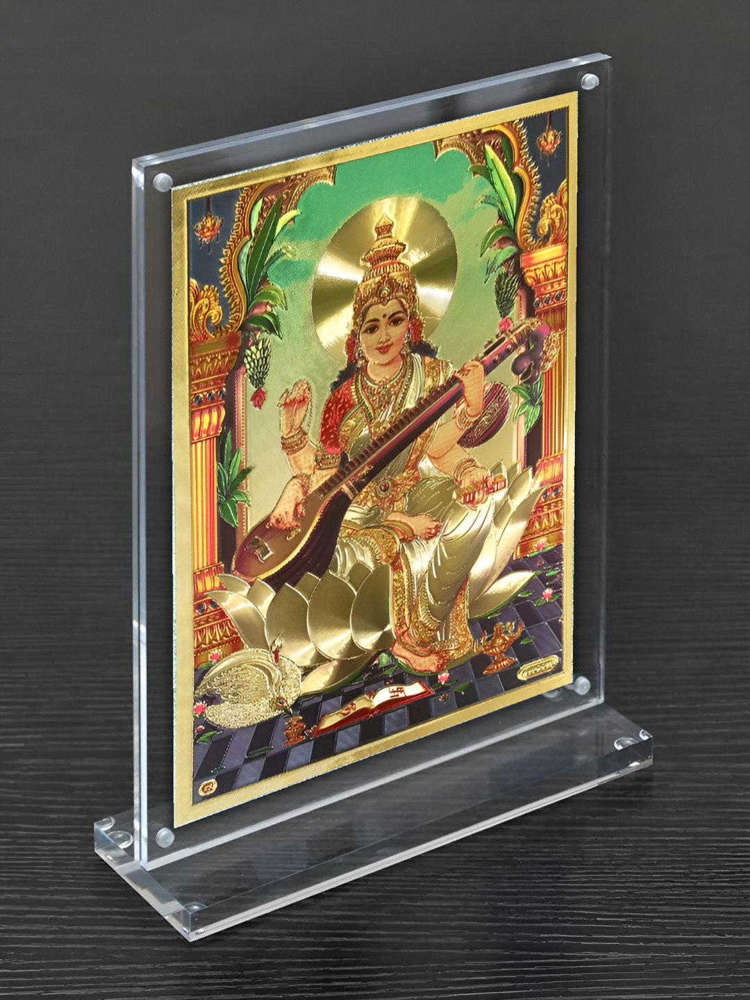 Hawai Gold-Toned Goddess Saraswati Acrylic Photo Frame