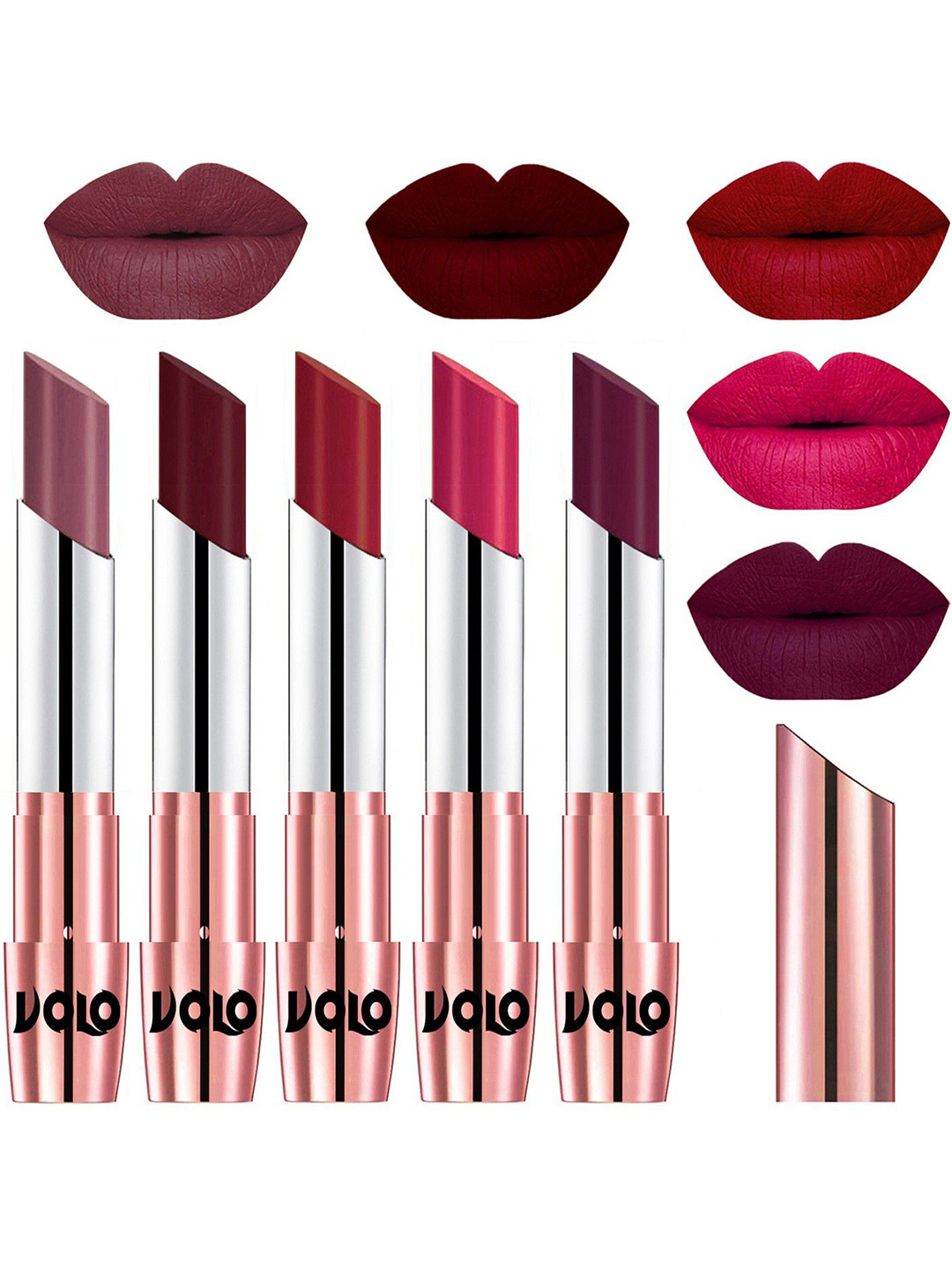VOLO Set Of 5 Creme Matte Lipstick - 3.5 g Each - 36-42-43-44-47