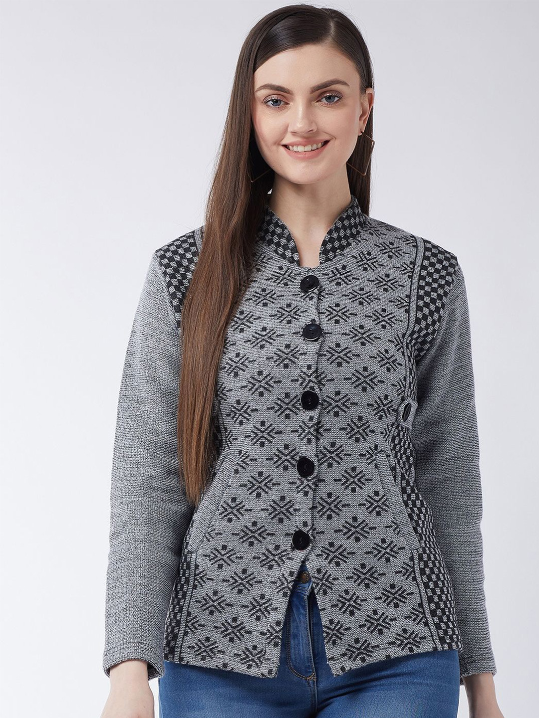 PIVL Women Abstract Printed Cardigan Sweaters