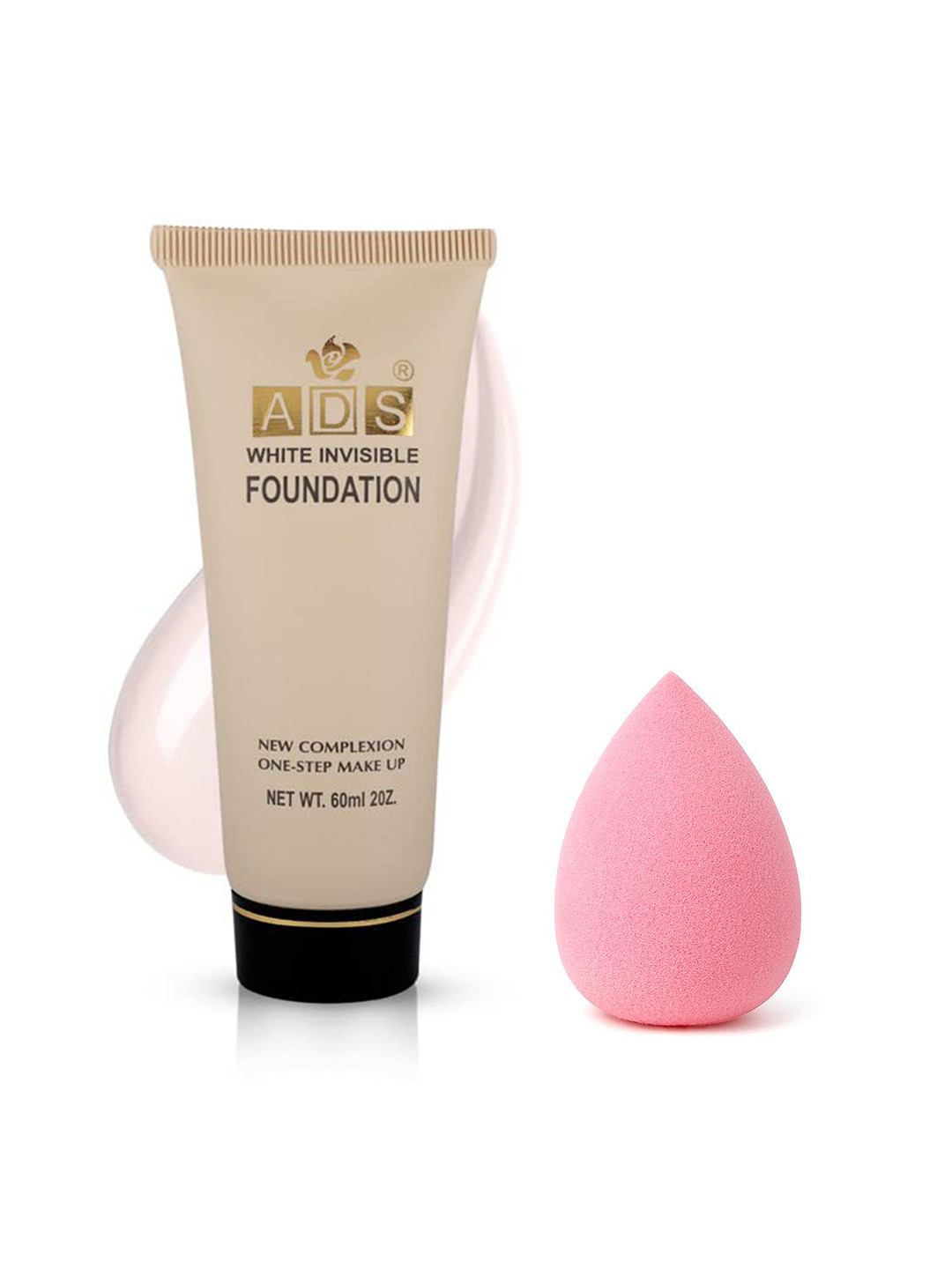 A.D.S White Invisible Foundation & Sponge Beauty Blender Puff, 60gm Shade-01