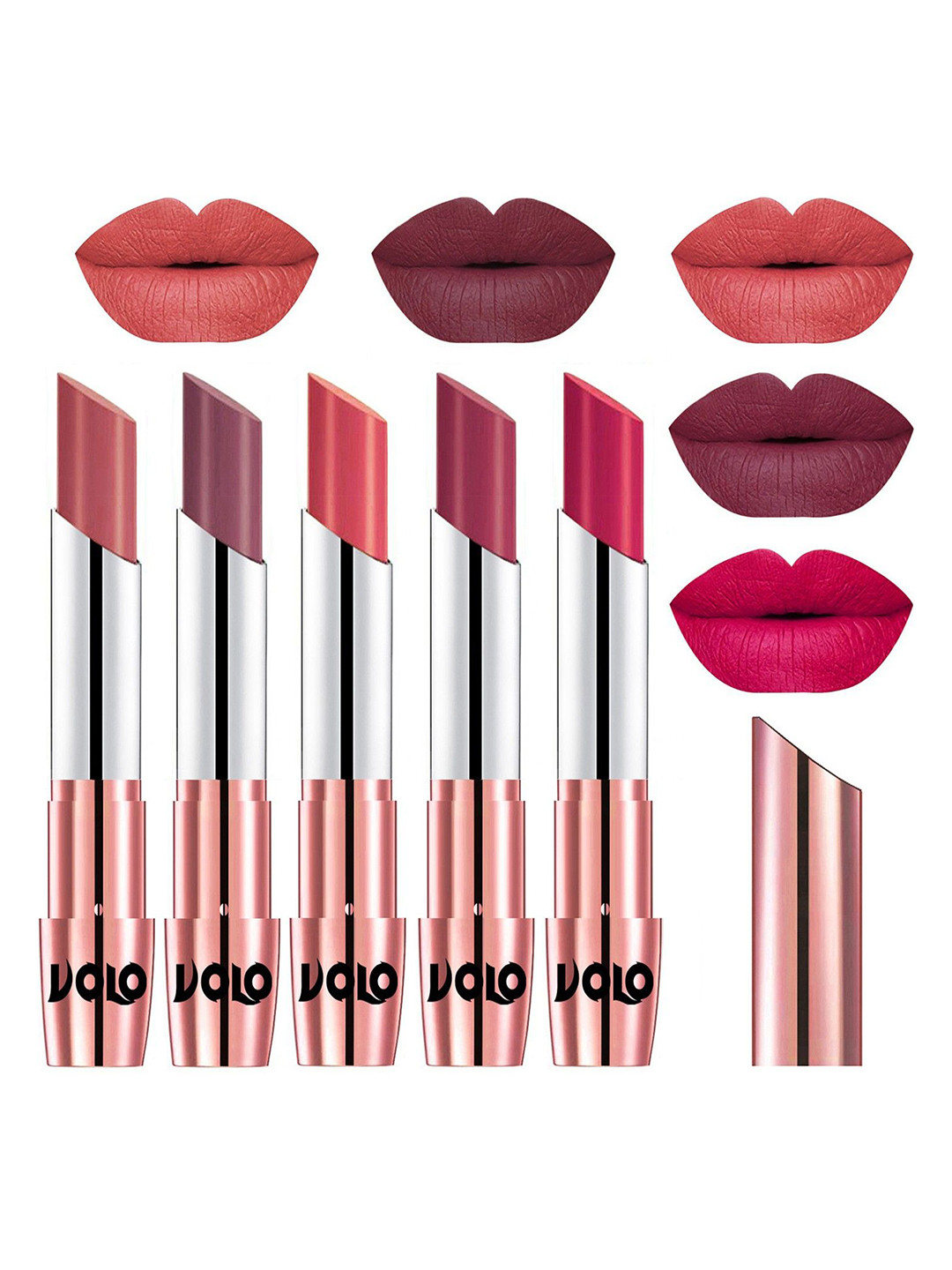 VOLO Set Of 5 Creme Matte Lipstick - 3.5 g Each - 32-36-37-38-44