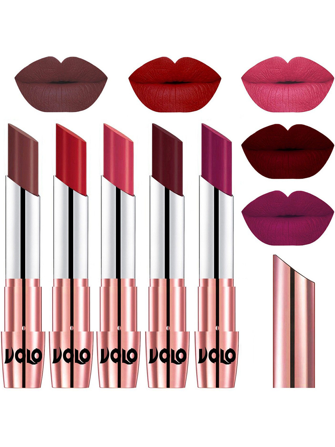 VOLO Set Of 5 Creme Matte Lipstick - 3.5 g Each - 34-40-41-42-45