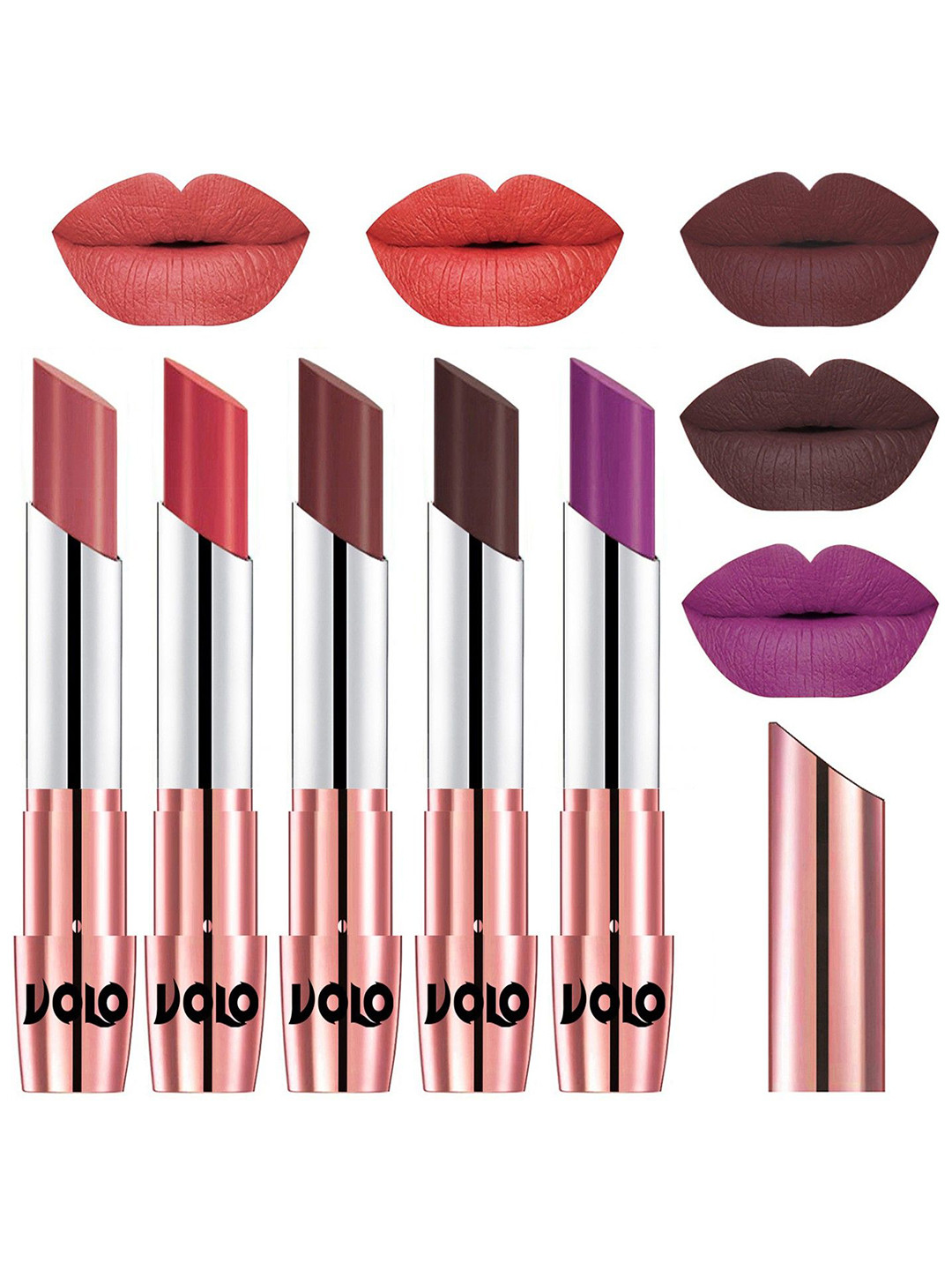 VOLO Set Of 5 Creme Matte Lipstick-3.5g Each-32-33-34-35-48