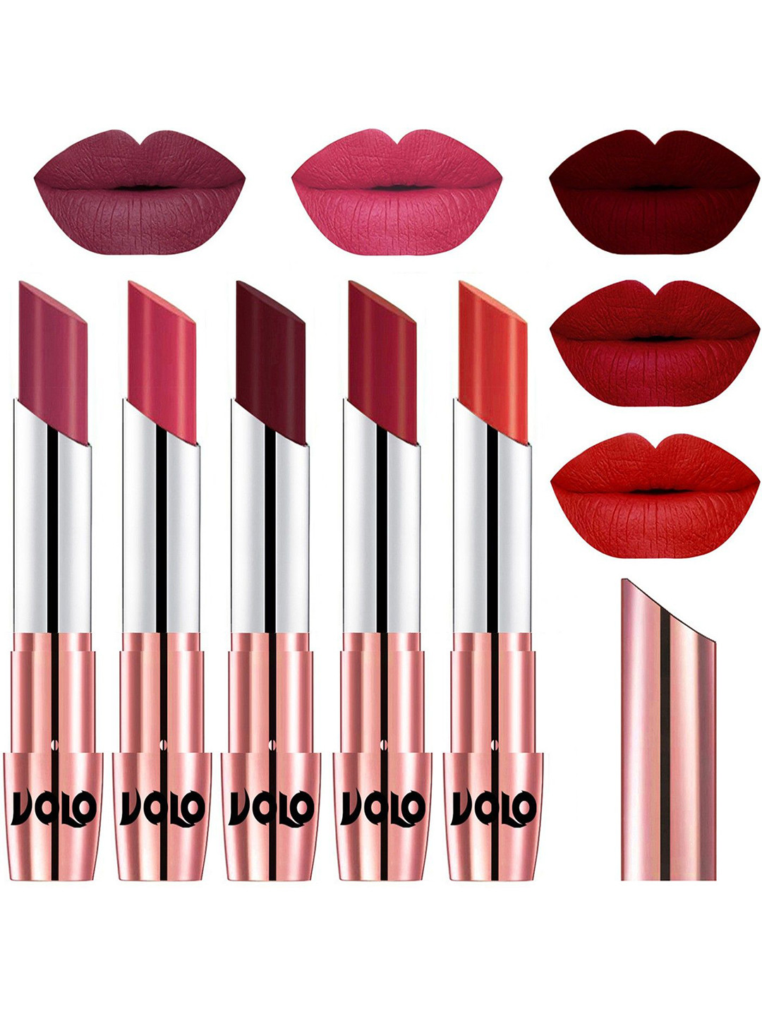VOLO Set Of 5 Creme Matte Lipstick - 3.5g Each - 38-41-42-43-49