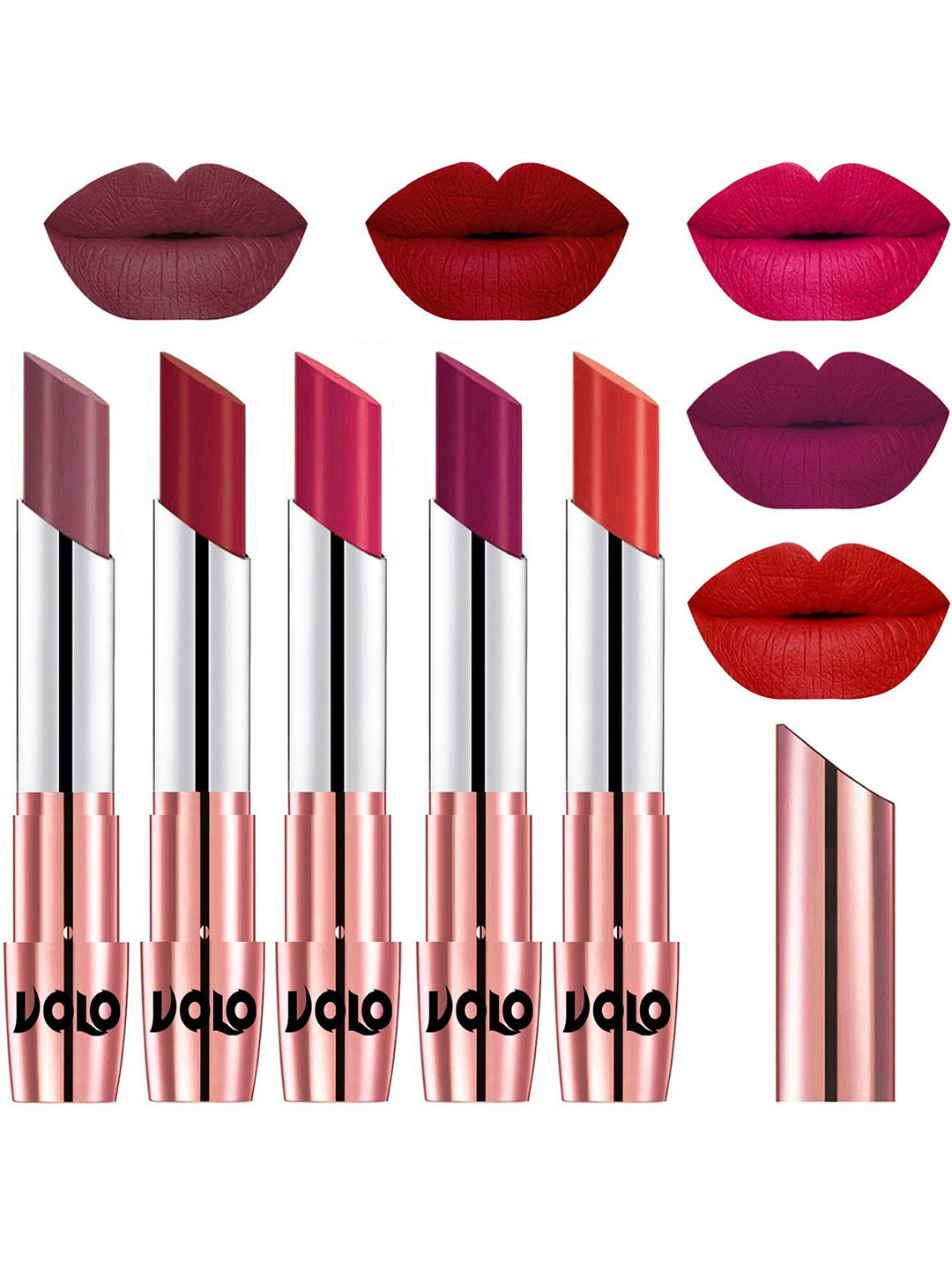 VOLO Set Of 5 Creme Matte Lipstick - 3.5g Each - 36-43-44-45-49