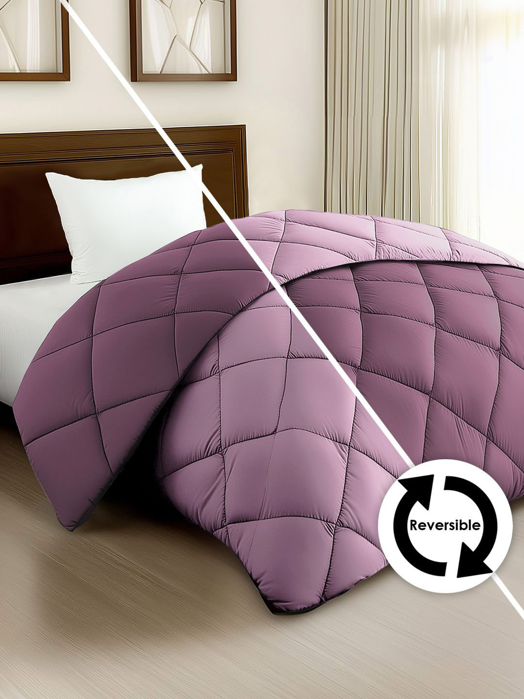 Story@home Purple & Pink Solid Reversible 240 GSM AC Room Single Bed Comforter