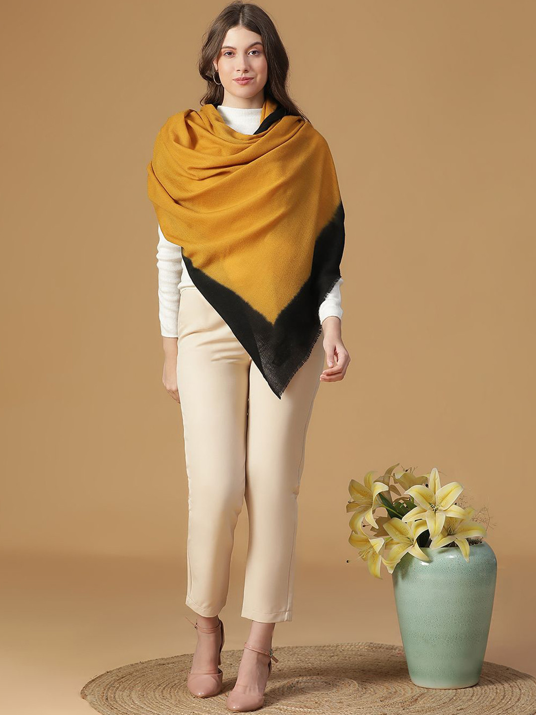 SHINGORA Celestial Elegance Dobby Fringed Shawl