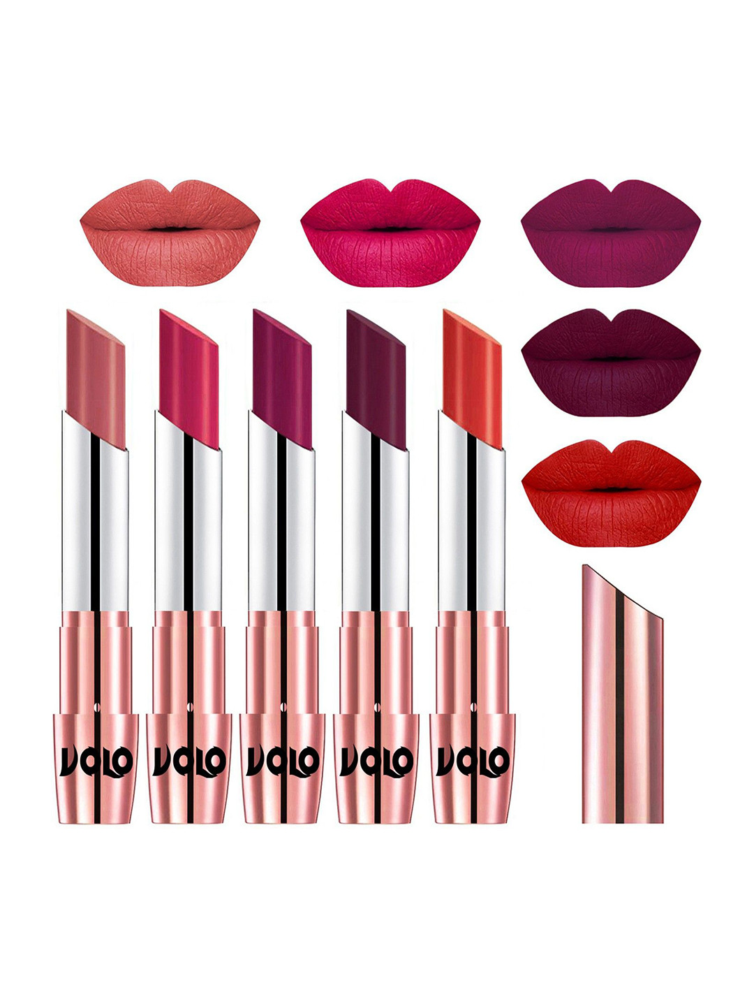 VOLO Set Of 5 Creme Matte Lipstick - 3.5 g Each - 32-44-45-47-49