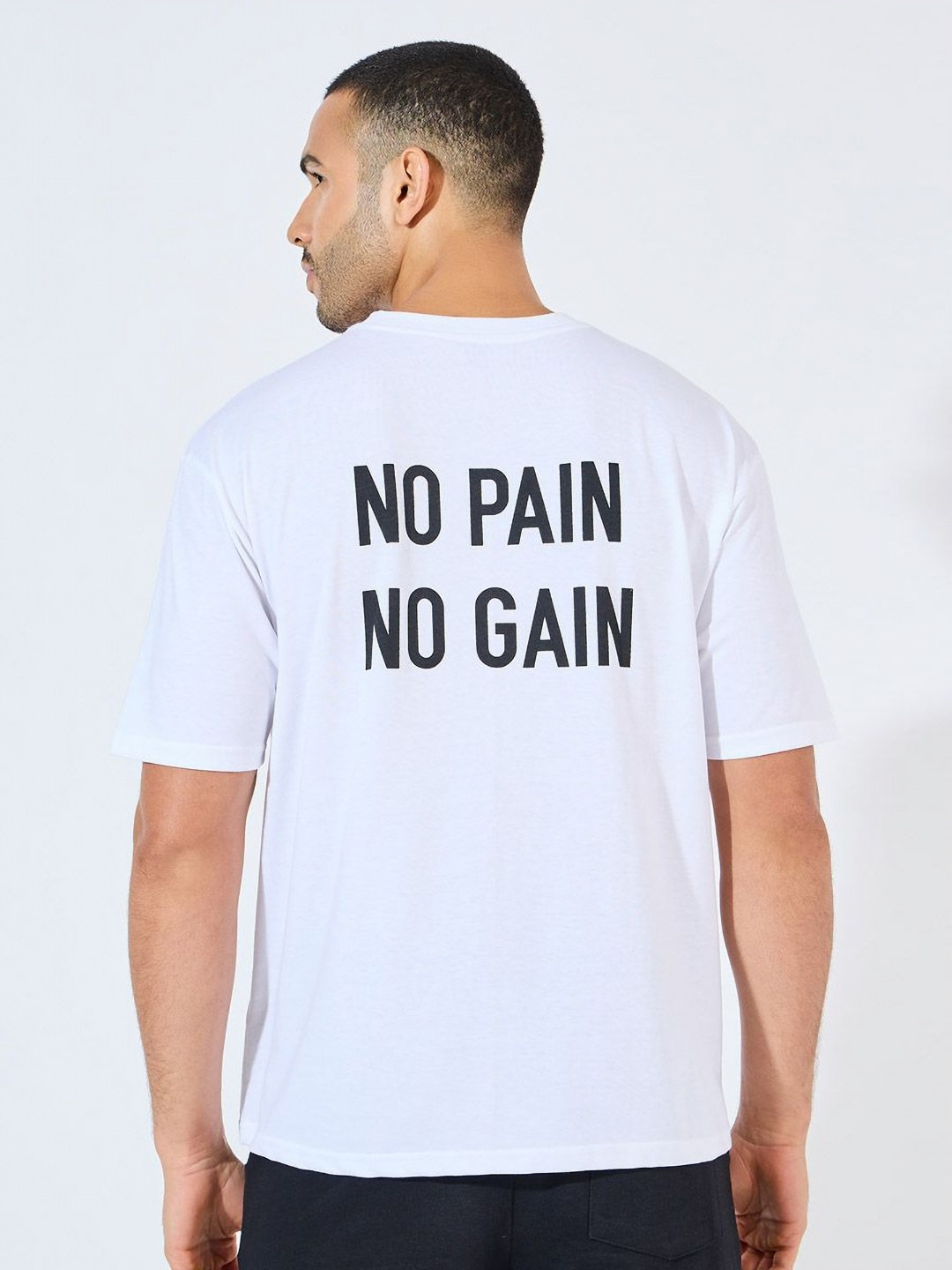 Men Round Neck Oversized Back Slogan T-Shirt