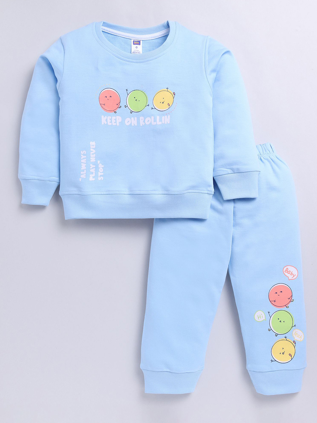 Nottie Planet Boys Loopknit Typographic Printed Round Neck Sweatshirt With Joggers