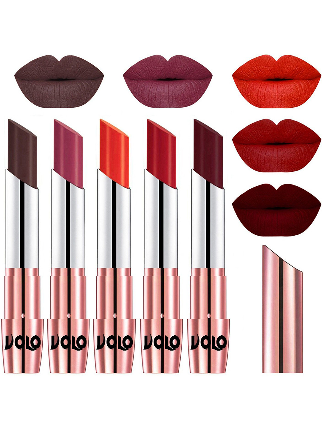VOLO  Set Of 5 Creme Matte Lipstick - 3.5g Each - 35-38-39-40-42