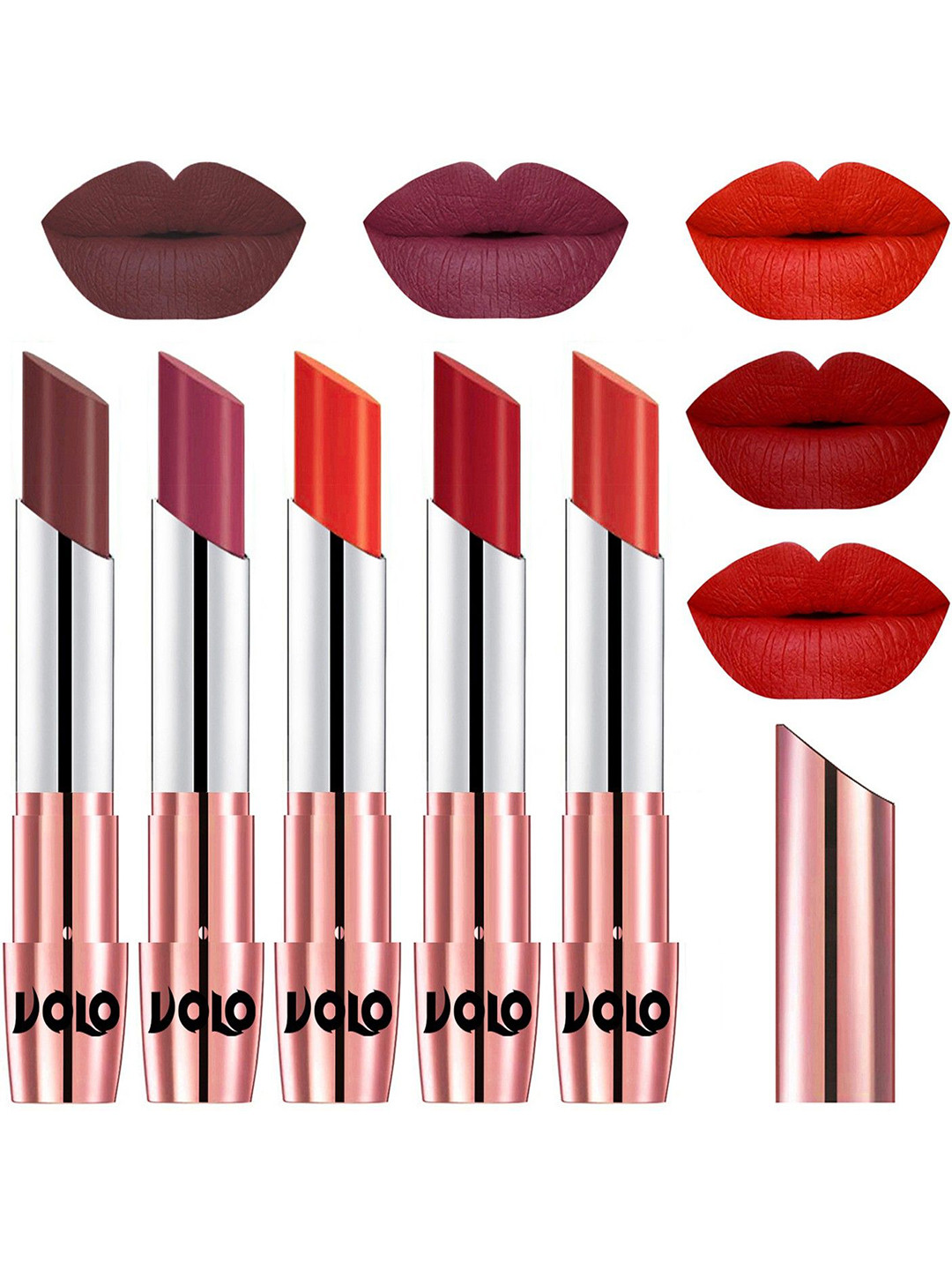 VOLO Set Of 5 Creme Matte Lipstick - 3.5 g Each - 34-38-39-40-49