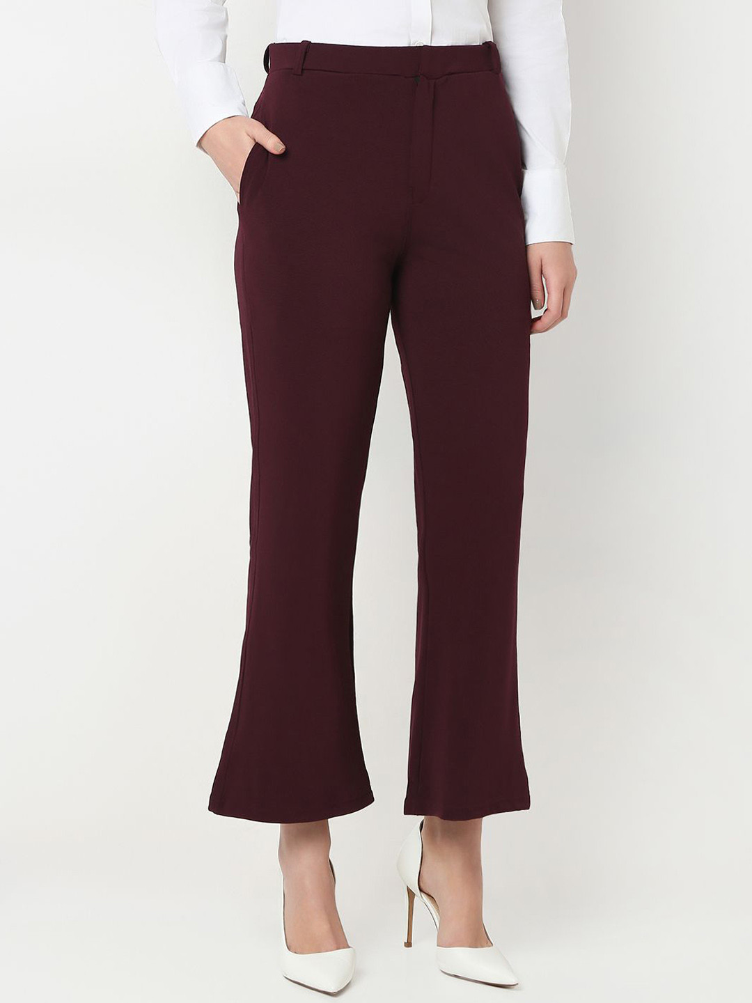 Smarty Pants Women Solid Relaxed Fit Bootcut Trousers