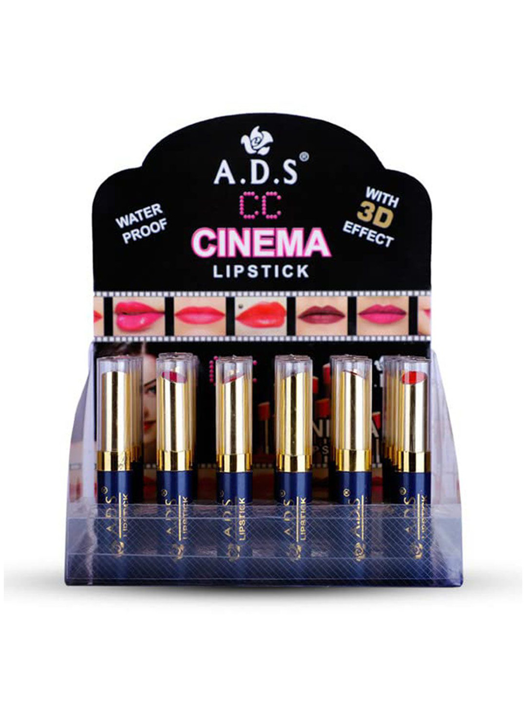 A.D.S Set of 24 CC Cinema Long LastingWith 3D Effect Bullet Lipstick-2.5gEach Shade-1702-A