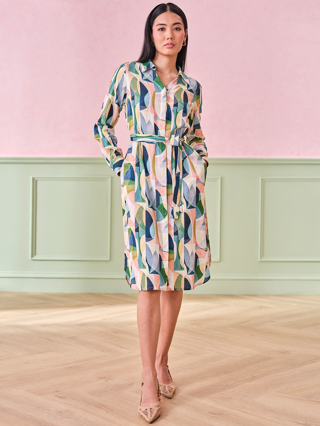 AND Printed Shirt Women Dress