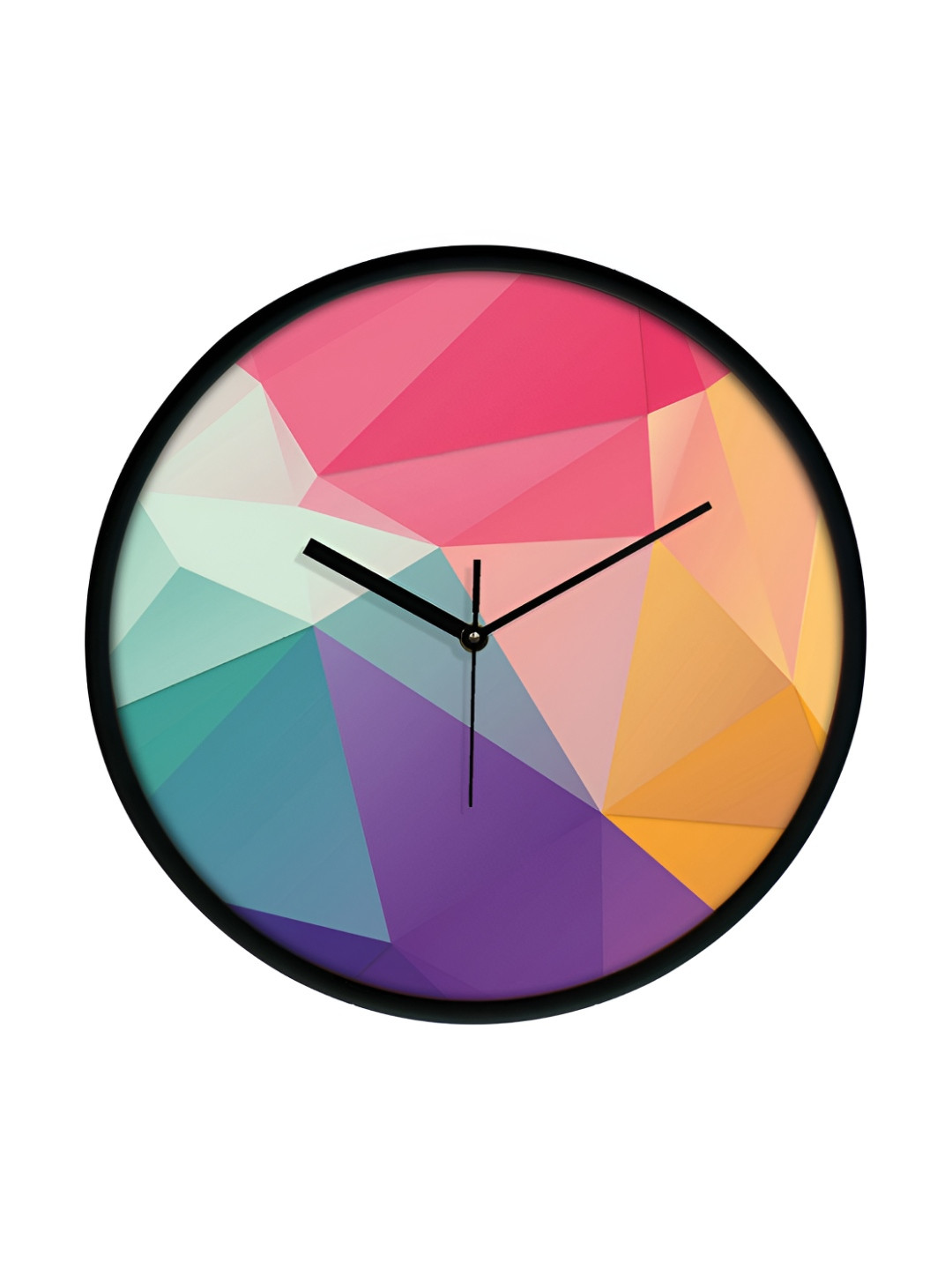 RANDOM Embossed Dial Black Plastic Silent Clock Round Battery Analogue Wall Clock-30.4cm