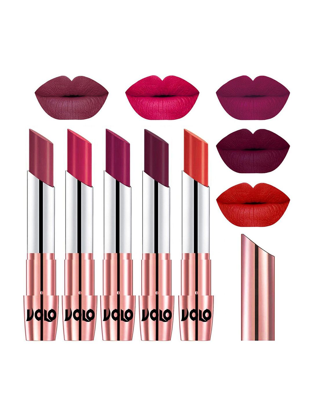 VOLO Set Of 5 Creme Matte Lipstick - 3.5 g Each - 31-44-45-47-49