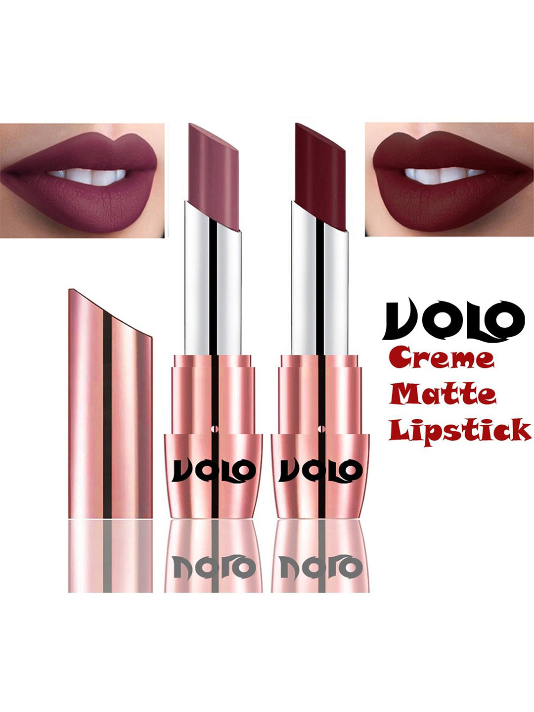 VOLO Set Of 2 Creamy Matte Lipstick- 3.5g-Plum- Maroon-636-642
